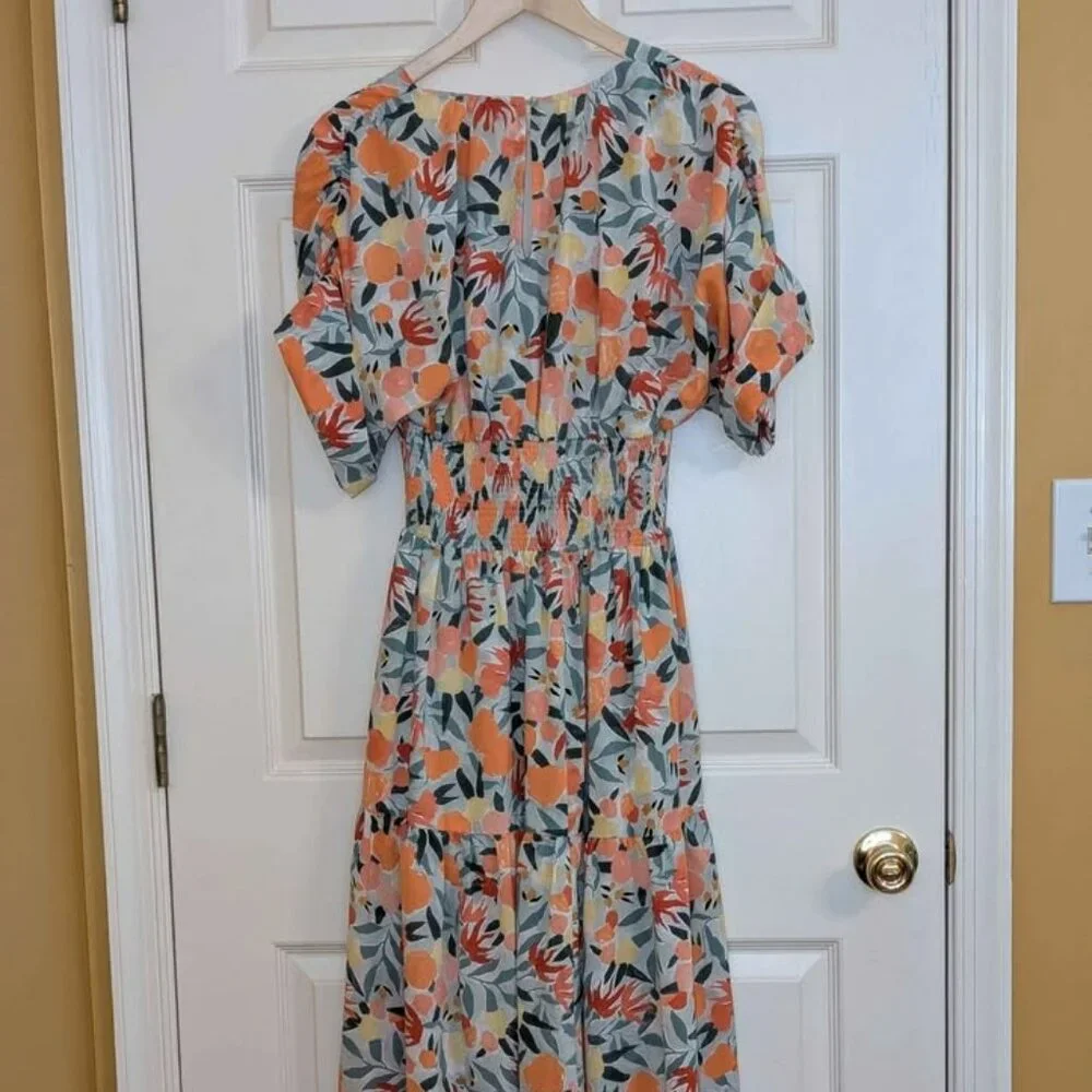 Not Available Entro Floral Maxi Dress Small Boho Ruched Waist Elastic - Picture 8 of 9